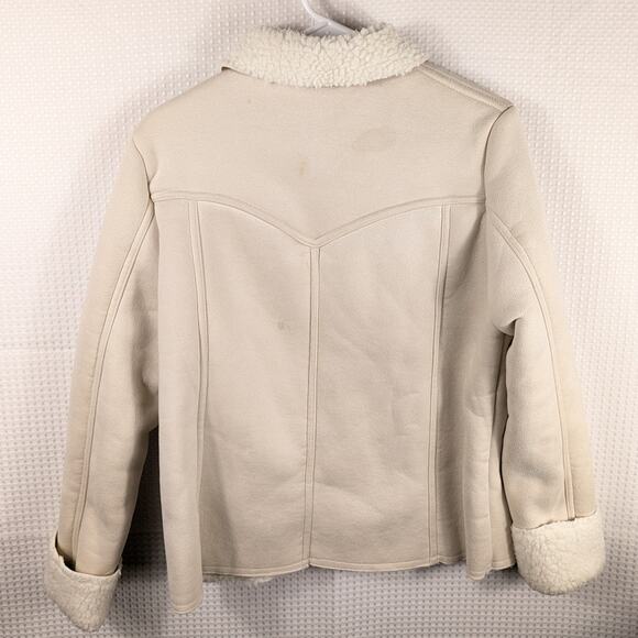 Kim Rogers Women’s Size S Beige Faux Suede Sherpa Lined Jacket Button Fleece - Picture 2 of 4